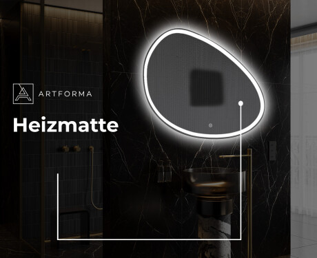 Unregelmäßiger asymmetrischer Spiegel mit LED Beleuchtung H222 #9