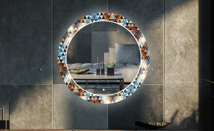 Runder dekorativer Spiegel mit LED-Beleuchtung für das Wohnzimmer - Color Triangles
