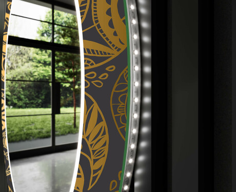 Runder dekorativer Spiegel mit LED-Beleuchtung für den Flur - Ancient Pattern #11