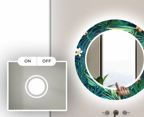 Runder dekorativer Spiegel mit LED-Beleuchtung für das Badezimmer - Tropical #4
