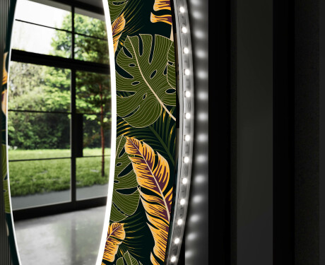 Runder dekorativer Spiegel mit LED-Beleuchtung für den Flur - Botanical Flowers #11