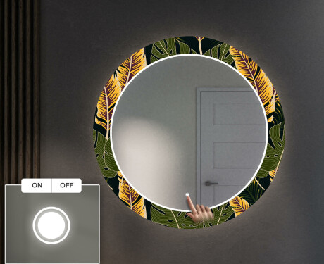 Runder dekorativer Spiegel mit LED-Beleuchtung für den Flur - Botanical Flowers #4
