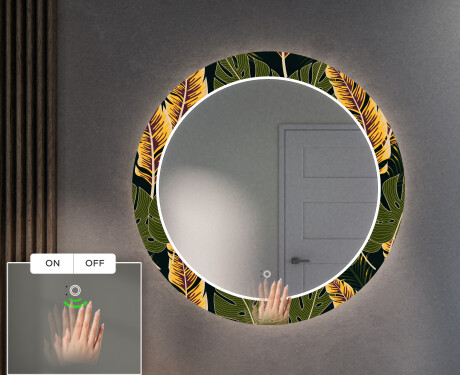 Runder dekorativer Spiegel mit LED-Beleuchtung für den Flur - Botanical Flowers #5
