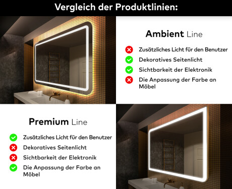 Abgerundeter Badspiegel mit LED Beleuchtung L146 #2