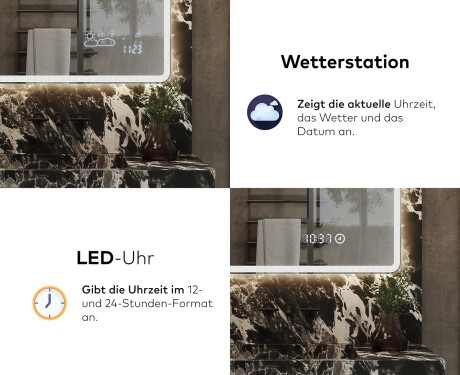 Abgerundeter Badspiegel mit LED Beleuchtung L146 #7