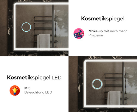 Abgerundeter Badspiegel mit LED Beleuchtung L146 #8