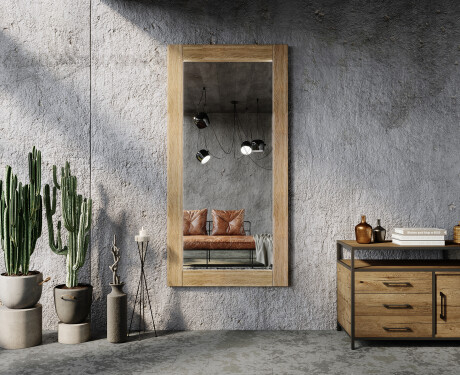 Vertikal rechteckig Wandspiegel mit rahmen Massivholz L224 #6