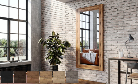 Vertikal rechteckig Wandspiegel mit rahmen Massivholz L224