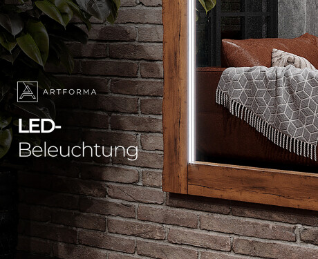 Vertikal rechteckig Wandspiegel LED mit rahmen Massivholz L225 #4