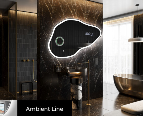 Unregelmäßiger asymmetrischer Spiegel mit LED Beleuchtung P222