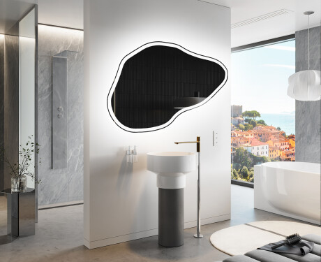 Unregelmäßiger asymmetrischer Spiegel mit LED Beleuchtung P222 #9