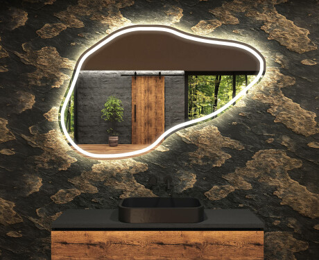Unregelmäßiger asymmetrischer Spiegel mit LED Beleuchtung P223
