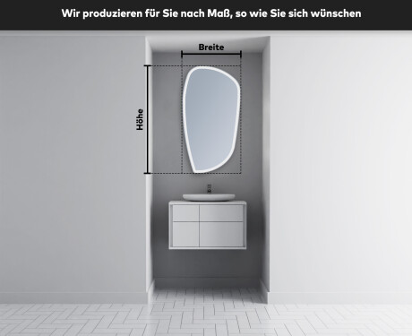 Unregelmäßiger asymmetrischer Spiegel mit LED Beleuchtung I222 #5