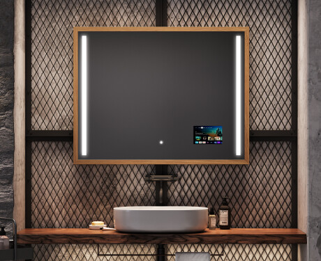 Spiegel mit Rahmen und LED Industrial Beleuchtung FrameLine L02