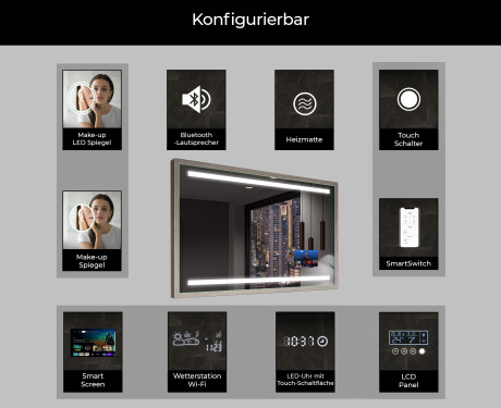 Spiegel mit Rahmen und LED Industrial Beleuchtung FrameLine L09 #7