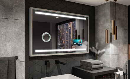 Spiegel mit Rahmen und LED Industrial Beleuchtung FrameLine L09