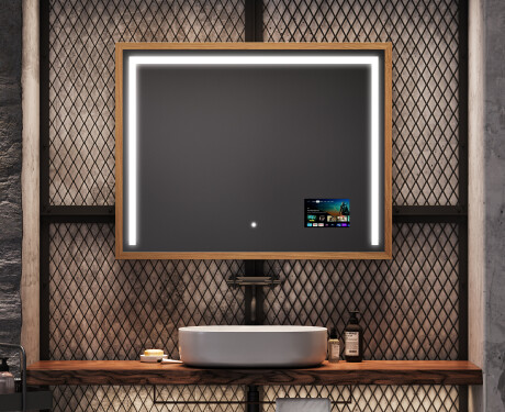 Spiegel mit Rahmen und LED Industrial Beleuchtung FrameLine L11