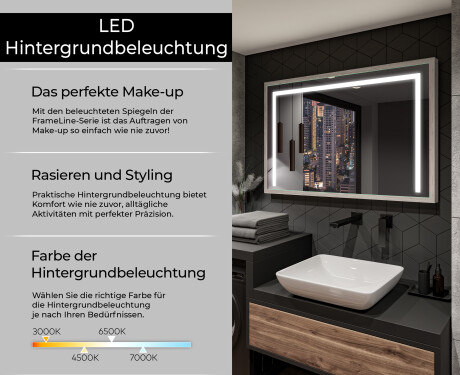 Spiegel mit Rahmen und LED Industrial Beleuchtung FrameLine L11 #4