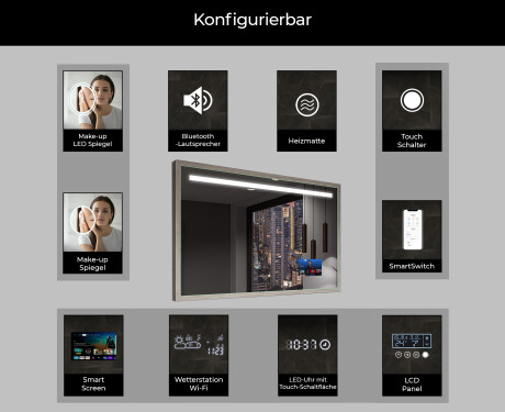 Spiegel mit Rahmen und LED Industrial Beleuchtung FrameLine L12 #7