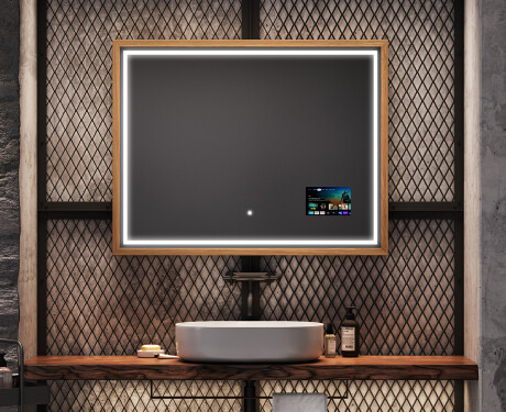 Spiegel mit Rahmen und LED Industrial Beleuchtung FrameLine L49