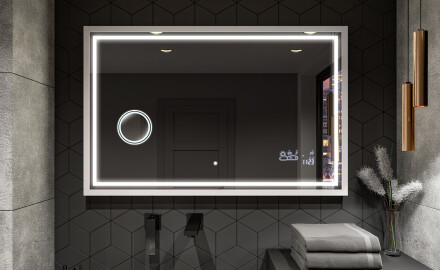 Spiegel mit Rahmen und LED Industrial Beleuchtung FrameLine L49