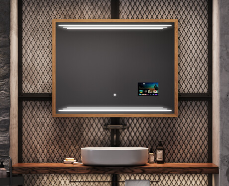 Spiegel mit Rahmen und LED Industrial Beleuchtung FrameLine L75