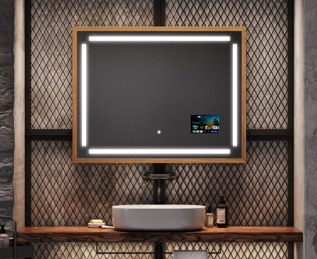 Spiegel mit Rahmen und LED Industrial Beleuchtung FrameLine L124