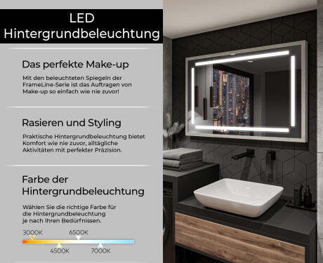 Spiegel mit Rahmen und LED Industrial Beleuchtung FrameLine L124 #4