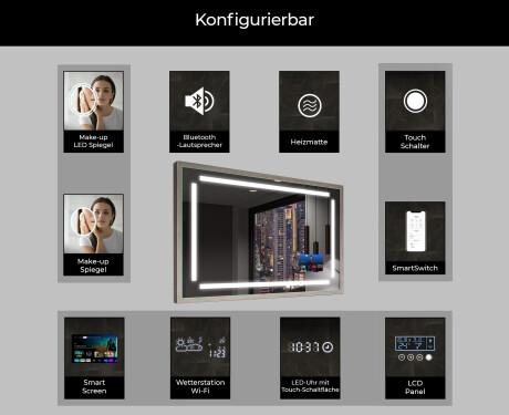 Spiegel mit Rahmen und LED Industrial Beleuchtung FrameLine L124 #7