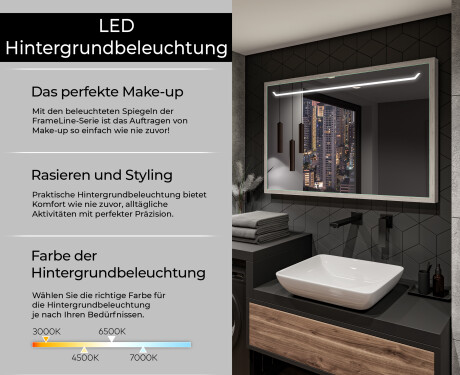 Spiegel mit Rahmen und LED Industrial Beleuchtung FrameLine L128 #4