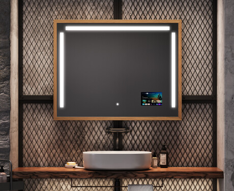 Spiegel mit Rahmen und LED Industrial Beleuchtung FrameLine L134