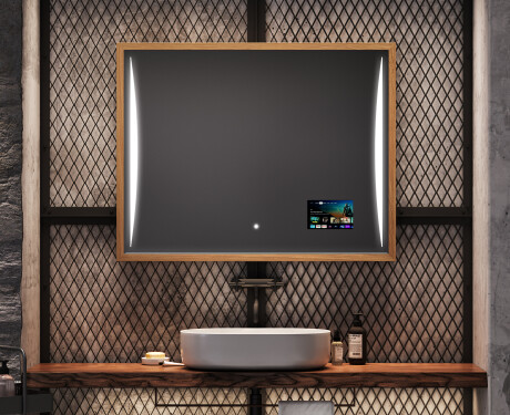 Spiegel mit Rahmen und LED Industrial Beleuchtung FrameLine L135