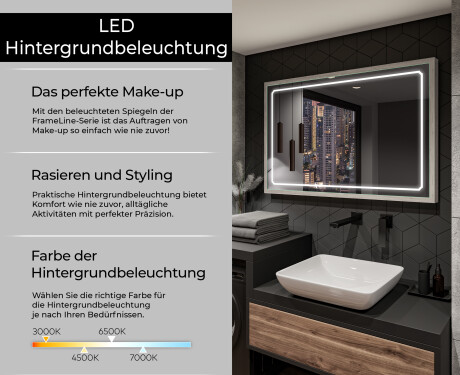 Spiegel mit Rahmen und LED Industrial Beleuchtung FrameLine L137 #4