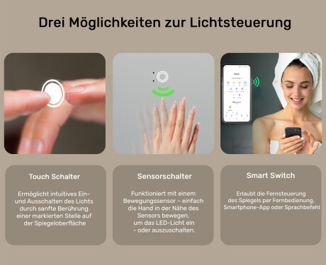 Rechteckiger smarter LED-Spiegel von Apple mit Displine L49 Rahmen #5