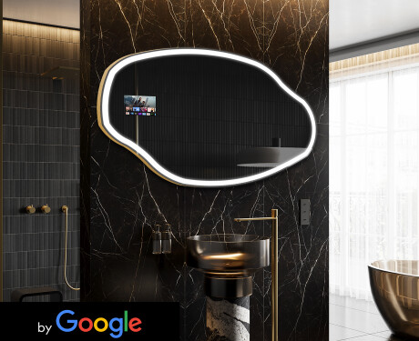 Unregelmäßiger Badpiegel mit LED SMART O222 Google