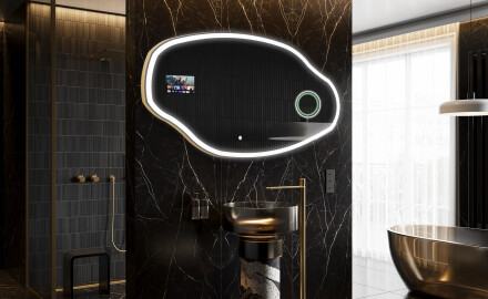 Unregelmäßiger Badpiegel mit LED SMART O222 Google