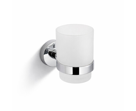 CLASSIC – Halterung mit Becher / Chrom, mattes Glas