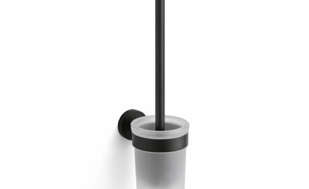 CLASSIC – Hängende Toilettenbürste / Behälter aus mattem Glas / mattschwarz