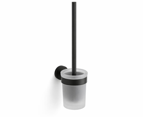 CLASSIC – Hängende Toilettenbürste / Behälter aus mattem Glas / mattschwarz