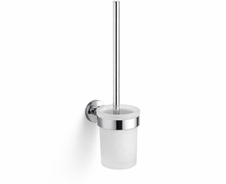 CLASSIC – Hängende Toilettenbürste / Behälter aus mattem Glas / Chrom