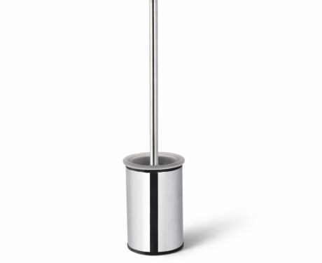CLASSIC – Niedrige, freistehende Toilettenbürste / Metallbehälter, Glasaufsatz / Chrom