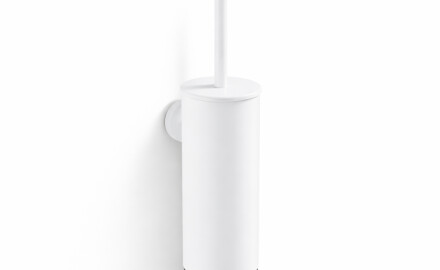 CLASSIC – Hohe hängende Toilettenbürste / Metallbehälter, Einsatz aus Kunststoff / mattweiß