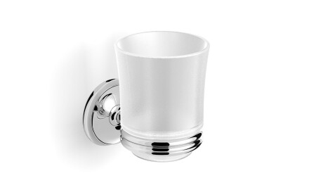 MONACO – Halterung mit Becher / Chrom, mattes Glas