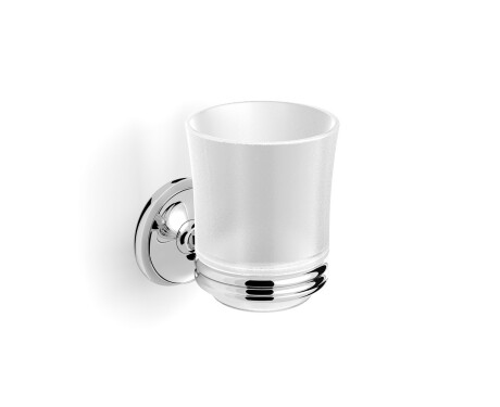 MONACO – Halterung mit Becher / Chrom, mattes Glas
