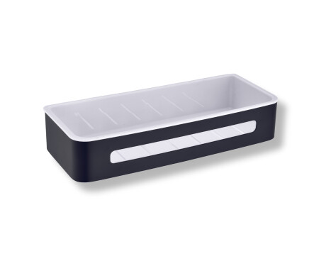 Korb 29 x 12 x 5,5 / mattschwarz / weißer Kunststoffeinsatz