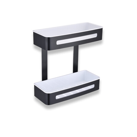 Doppelkorb / mattschwarz / weiße Kunststoff-Einsätze #1