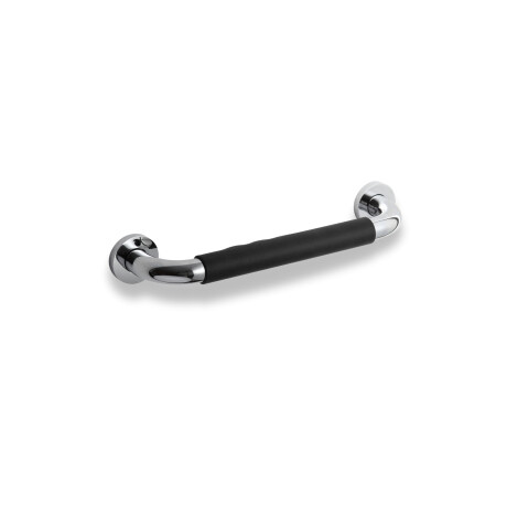 Badezimmergriff Ø25, gerade, 30 / rutschfeste Aufsatzkappe, schwarz / Chrom #1