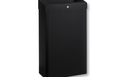 30-Liter-Abfalleimer mit offenem Deckel, Serie R1 / Edelstahl, mattschwarz