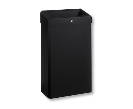 30-Liter-Abfalleimer mit offenem Deckel, Serie R1 / Edelstahl, mattschwarz