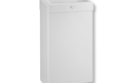 30-Liter-Abfalleimer mit offenem Deckel, Serie R1 / Edelstahl, mattweiß